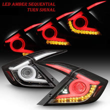ACANII - For 2016-2019 Honda Civie Sedan Black Housing LED Tube SEQUENTIAL Turn Signal Tail Lights Brake Lamps Assembly