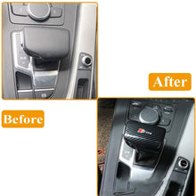 Car Carbon Fiber Stripe ABS Gear Shift Knob Cover Sticker Head Trim Black for Audi A4 A5 A6 S6 A7 S7 Q5 Q7