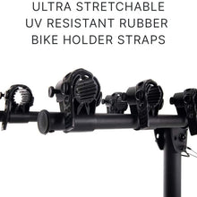 KAC S3 1.25" and 2" Hitch Receiver 3-Bike Capacity Hanging Bicycle Carrier - Hitch Mounted - Adapter Included - Double Folding, Smart Tilting Design – RV Use Prohibited
