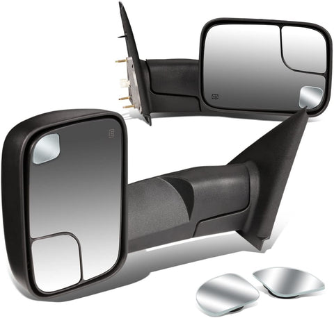 DNA Motoring TWM-012-T111-BK+DM-074 Pair of Towing Side Mirrors + Blind Spot Mirrors