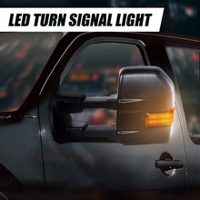 Pair Black Manual Telescoping LED Turn Signal Rear View Side Towing Mirrors Replacement for Ford Super Duty 08-16