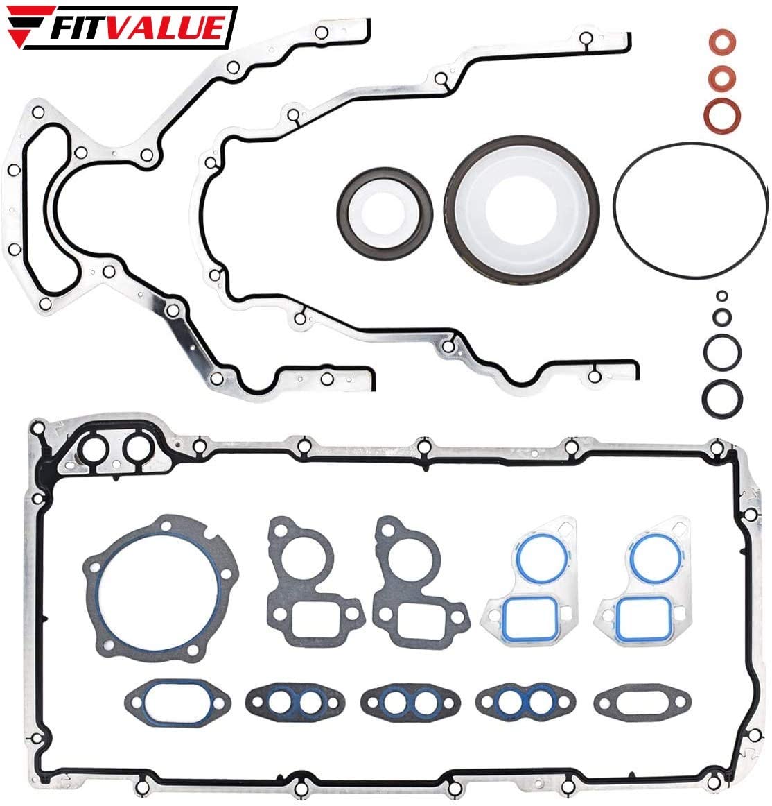 Rugged and Leak-Proof Engine Lower Conversion Gasket Set Fits for Buick Cadillac Chevy Ford GMC Hummer Pontiac Isuzu Saab LS Gen III IV 4.8L 5.3L 5.7L 6.0L V8 1998-2017 Replacement# CS9284, CS5975A