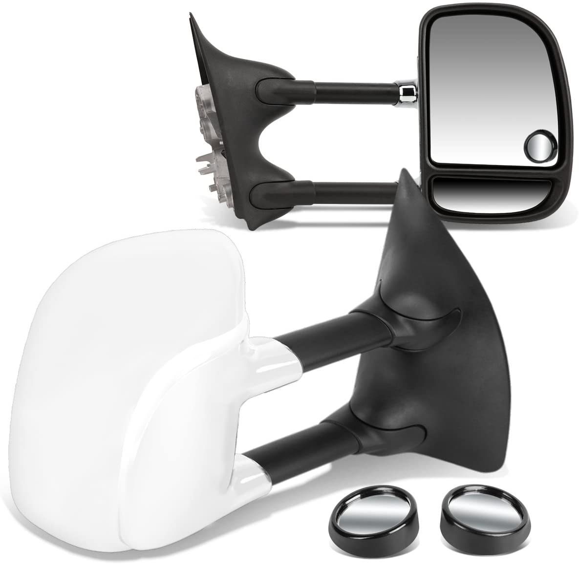DNA Motoring TWM-004-T222-CH+DM-SY-022 Pair of Towing Side Mirrors + Blind Spot Mirrors