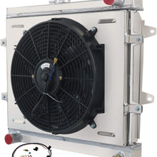 CoolingSky 3 Row All Aluminium Radiator + 14" Fan W/Shroud Combo & Thermostat Relay Kit for 1984-1995 Toyota Pickup 4Runner 2.4L MT