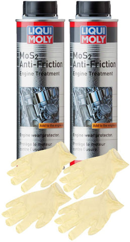 Liqui Moly MoS2 Anti-Friction Engine Treatment (300 ML) Bundle with Latex Gloves (6 Items)