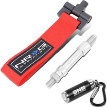 NRG Innovations TOW-E36RD Front/Rear Bumper 2.25 Inches Wide Nylon Tow Towing Hook Belt + LED Keychain Flashlight