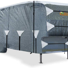 KING BIRD Upgraded 5th Wheel RV Cover, Extra-Thick 5 Layers Anti-UV Top Panel, Durable Camper Cover, Fits 26'-29' Motorhome -Breathable, Water-Proof, Rip-Stop with 2Pcs Extra Straps & 4 Tire Covers