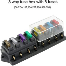 Universal 4Way/ 6Way/ 8 Way Fuse Box Holder Fuse Block with 8 Standard Fuses for Car Truck Boat Vehicle 12V/24V/32V (Color : Dark Grey)