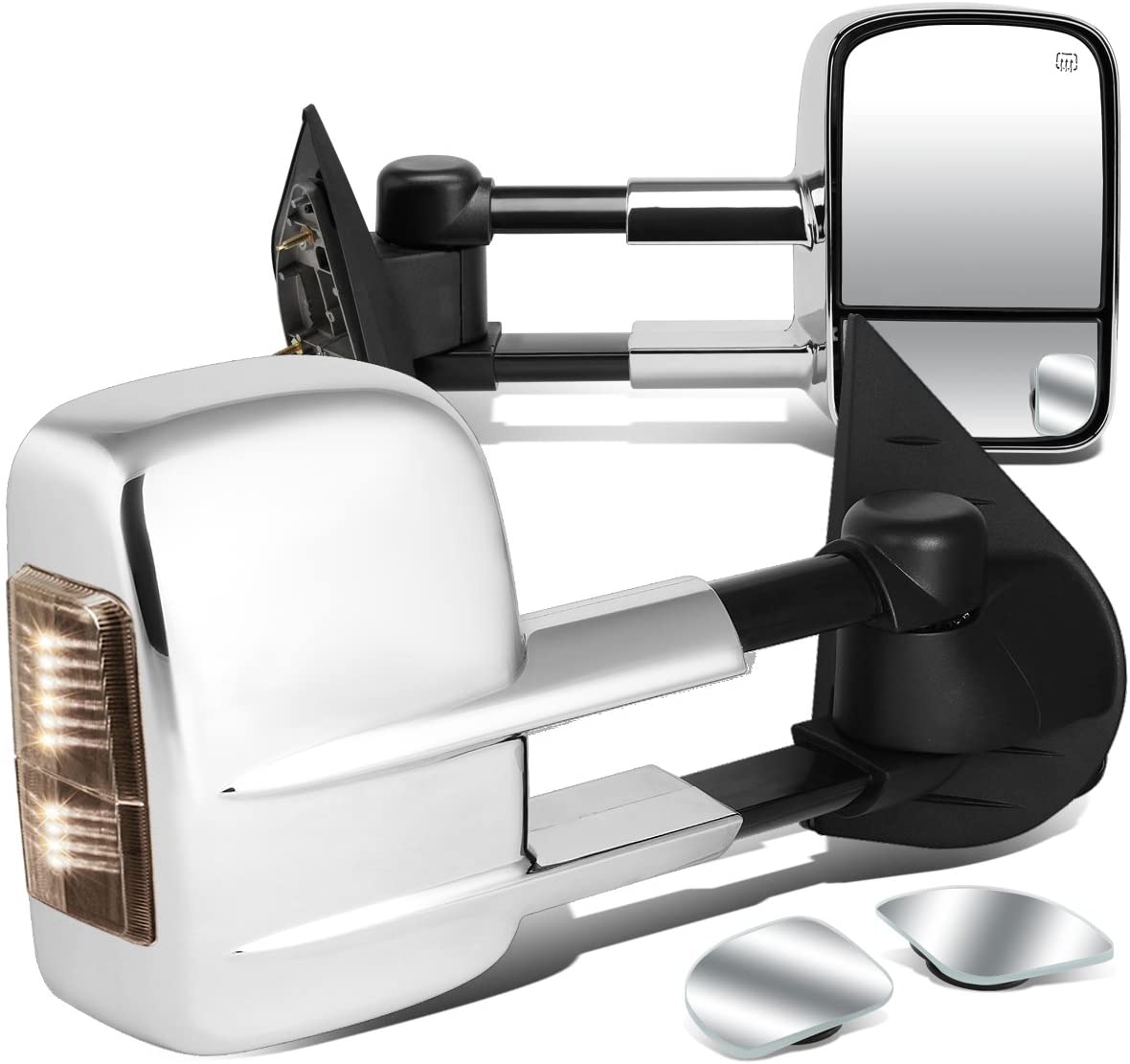 DNA Motoring TWM-003-T999-CH-SM+DM-074 Pair of Towing Side Mirrors + Blind Spot Mirrors