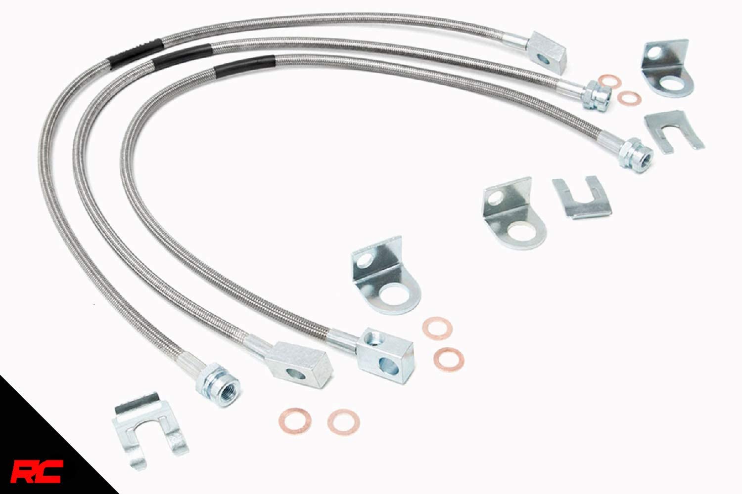 Rough Country 89715 Extended Stainless Brake Lines Front/Rear fits 1987-2006 Jeep Wrangler TJ YJ | 84-01 Cherokee XJ