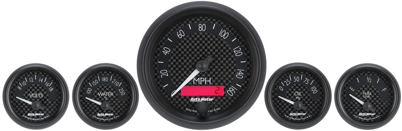 Auto Meter 8002 GT Series Fuel/Oil/Water/Speedo/Volt 5 Gauge Kit