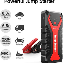DBPOWER 2000A 20800mAh Portable Car Jump Starter (up to 8.0L Gas/6.5L Diesel Engines) Auto Battery Booster Pack with Dual USB Outputs, Type-C Port, and LED Flashlight