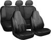 OxGord Faux Leather Solid Black Auto Seat Covers Set - Airbag - Universal Fit for Car, Truck, or SUV - Seat Belt Pads