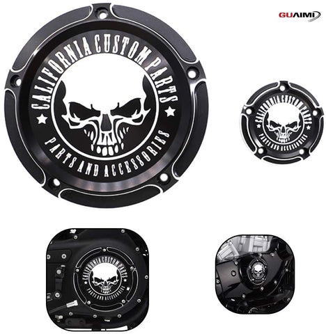 GUAIMI CNC Derby Timer Timing Engine Cover For Harley Dyna FLD Street Glide FLHTK FLHRS Fatboy FXSTB - Skeleton Skull