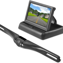 Pyle Backup Rear View Car Camera Monitor Screen System - Parking & Reverse Safety Distance Scale Lines, Waterproof, Night Vision, Pop-up Display, 4.3" LCD Video Color Display for Vehicles - (PLCM4500)