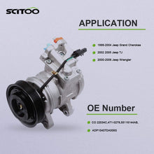 SCITOO Compatible with AC Compressor and A/C Clutch for Jeep Wrangler TJ 4.0L 1999-2006 CO 22034C