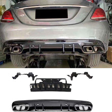 Fandixin W205 Diffuser, ABS Rear Bumper Diffuser with 4-outlet Exhaust Tips for Mercedes-Benz W205 AMG Package 4-door Sedan 2015-in (C43 Style)