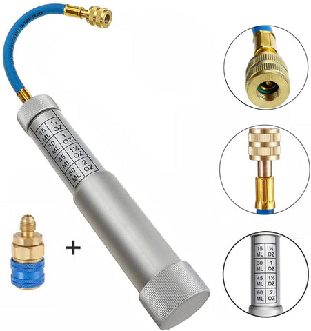 ThreeH R12 R12 AC Oil Dye Injector Syringe 2Oz Hand Turn Screw-in Type 1/4