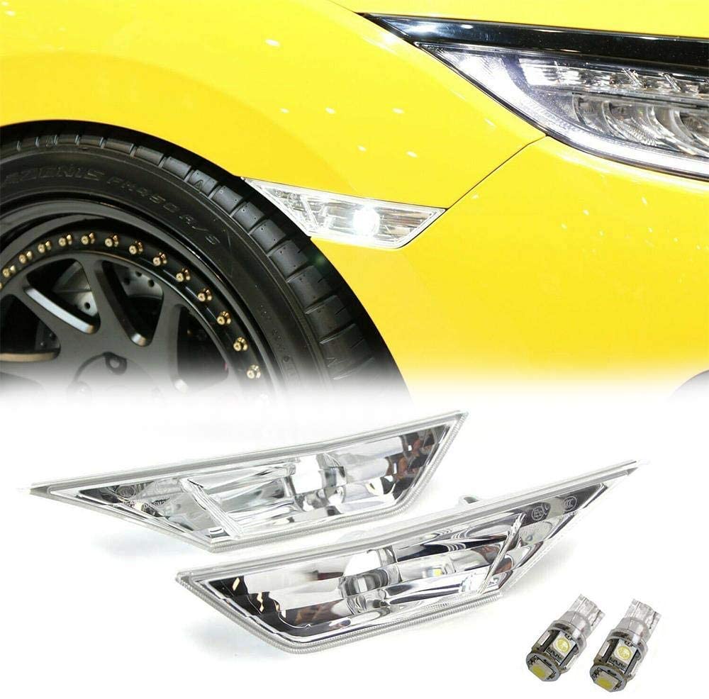 Overun 2pcs Replacement Smoke Lens Bumper Light Lamp Deflector Designed for 2016-2020 Civic