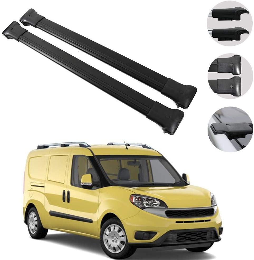 Roof Racks Cross Bars Carrier Cargo Racks Rail Aluminium with TUV Fits | Black Set 2 Pcs for Ram Promaster City 2015-2021