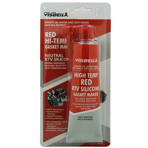 Visbella Neutral RTV 100% Gasket Maker Oil and Water Resistance Anti-Freeze Remain Flexible Ultra 3 oz. High Temperature 650°F Sealant Tube