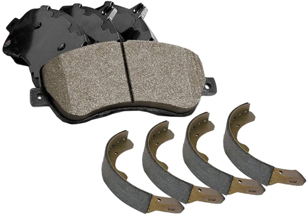 Front Rear Posi Ceramic Brake Pads and Shoes 2Set Compatible With 2010-2014 Honda Insight