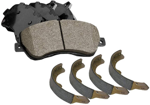 Front Rear Posi Ceramic Brake Pads and Shoes 2Set Compatible With 2010-2014 Honda Insight
