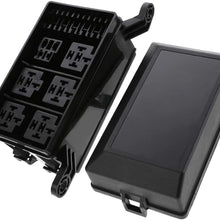 12-Slot Relay Box 6 Relays 6 Fuses Holder Block + Metallic Pins For Automotive Accessories