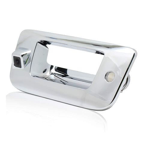 EWAY Tailgate Handle Backup Camera for Chevrolet Silverado GMC Sierra 1500 2007-2013 2500 3500 Heavy Duty 2007-2014 Waterproof Removable Guide Line Reversing Backing Cameras Chrome