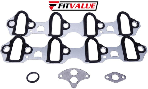 Rugged and Easy Fitting Intake Manifold Gasket Set - Compatible with 4.8L 5.3L 6.0L Chevy Silverado, Suburban, Tahoe, GMC Sierra, Yukon, Savana, Cadillac Escalade - Replace 89060413 MS98016T