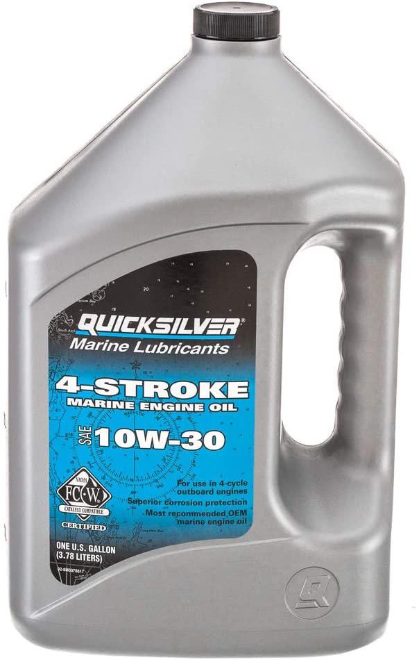 Quicksilver 8M0078617 4-Stroke Marine Engine Oil – for Outboard, Sterndrive & Inboard Engines – SAE 10W-30 Mineral – 1 Gallon