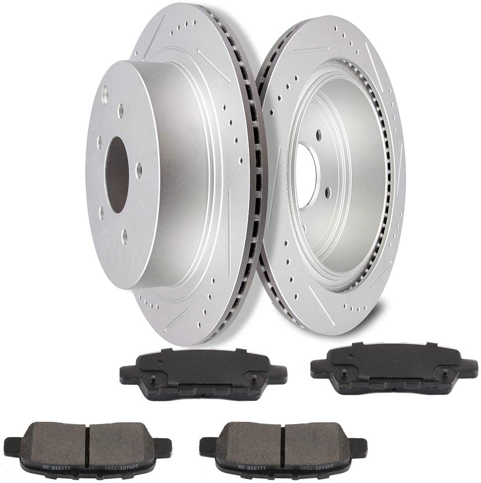 Ineedup 2 Brake Disc Rotots and 4 Ceramic Pads fit for Infiniti FX35 FX37 FX45 JX35 M35h M37 M56 Q50 Q60 Q70 Q70L QX60 QX70,2003-2007 2009-2018 Murano,2013-2017 Pathfinder Quest