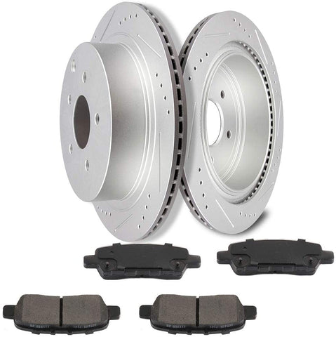 Ineedup 2 Brake Disc Rotots and 4 Ceramic Pads fit for Infiniti FX35 FX37 FX45 JX35 M35h M37 M56 Q50 Q60 Q70 Q70L QX60 QX70,2003-2007 2009-2018 Murano,2013-2017 Pathfinder Quest