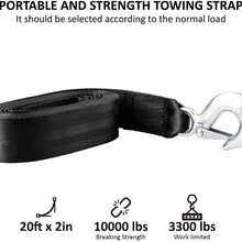 CarBole Trailer Winch Strap 2" x 20' with Safety Snap Hook 10000 lbs Black