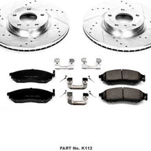 Power Stop K112 Front Brake Kit with Drilled/Slotted Brake Rotors and Z23 Evolution Ceramic Brake Pads,Silver Zinc Plated