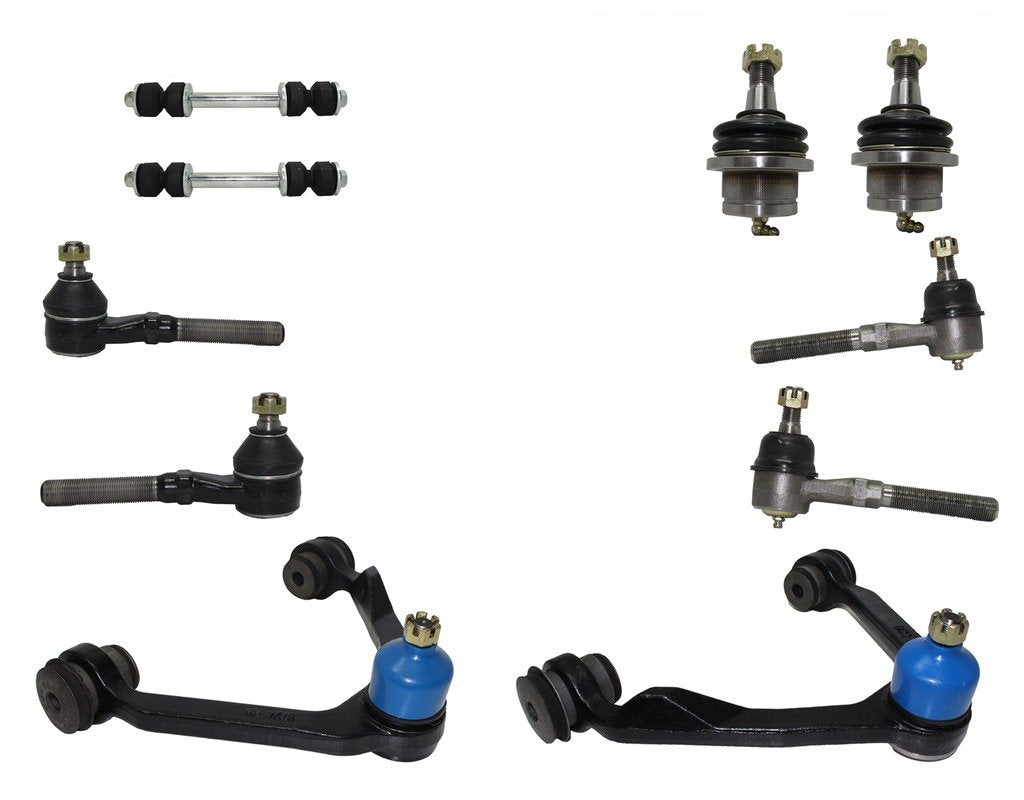 Complete 10-Piece 4x4 Only Front Suspension Kit Includes Upper Control Arms, Lower Ball Joints, Inner and Outer Tie Rod Ends, Sway Bar End Links -