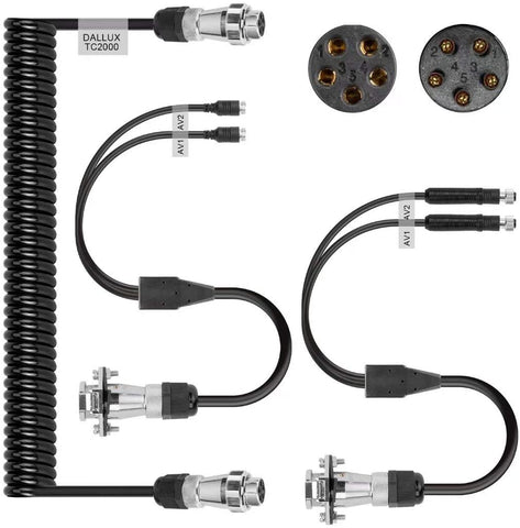 Heavy Duty Vehicle Coil Trailer Cable with 4 Channel 4 PIN AV Connector Disconnect Kit for Truck Caravan Motor Home Backup Security Camera Monitor System