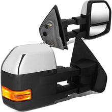 Chrome Left+Right Side Power Heated LED Turn Signal+Puddle Light Towing Mirrors Replacement for Ford F-150 Pickup 04-14