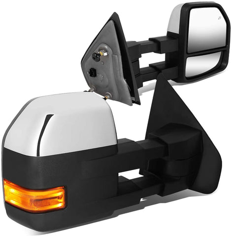 Chrome Left+Right Side Power Heated LED Turn Signal+Puddle Light Towing Mirrors Replacement for Ford F-150 Pickup 04-14