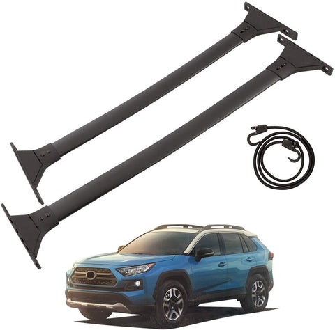BRIDIOF 2 Pieces Aluminum Cross Bars Cargo Luggage Side Rail Fit for Toyota RAV4 2019 2020 2021 Adventure Black Crossbars Roof Rack