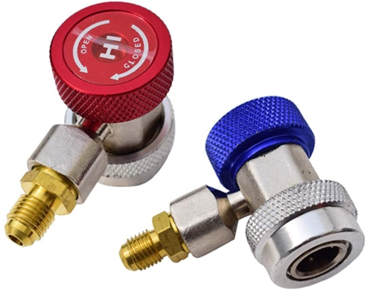 XIAOFANG Fangxia Store Car 90 Degree AC Air Conditioner High Low R134a Quick Coupler Adapter Connector Remover Tool Air Conditioning Accessories