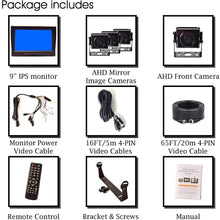 9" AHD Truck Parking Backup System & Built-in DVR Surveillance IPS Screen 4 Cameras 4-Channel Separate 720P HD Recording for Truck Bus Trailer Motorhome 12V-24V No-Light Night Vision 4-PIN Shockproof