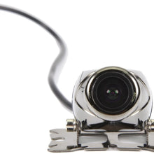 Car Front Bumper Camera Blind Spot Free, Stainless Chrome Silver Metal Shell, High Definition with No Parking Guide Lines, Wide Viewing Angle Non-Mirror Image Forward View - Free 6M 20FT Wiring Cables