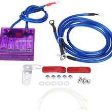 Universal 12V Digital Electric Voltage Stabilizer Kit, Fuel Saver Car Vehicle Voltage Regulator Rectifier with Earth Ground Cables and Mounting Hardware Kit for Car Truck(Black)