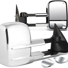 Replacement for Silverado/GMC Sierra Black Powered Heated Glass Manual Extendable Towing Side+Blind Spot Mirror wBezel