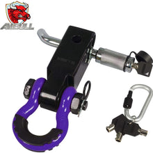 AMBULL Shackle Hitch Receiver 2 Inch, with 3/4 Inch D-Ring Shackle, Locking Pin, 2 Insurance Pins, Heavy Duty Solid Recovery Kit, Red