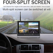 EVERSECU 4pcs Digital HD Wireless Signal Car Backup Camera with 9 inch 4ch Quad Display Monitor/Car DVR/Dash Monitor/Vehicle Video Recorder for RV/SUV/Van/Pickup/Truck/Trailer Rear/Side/Front View