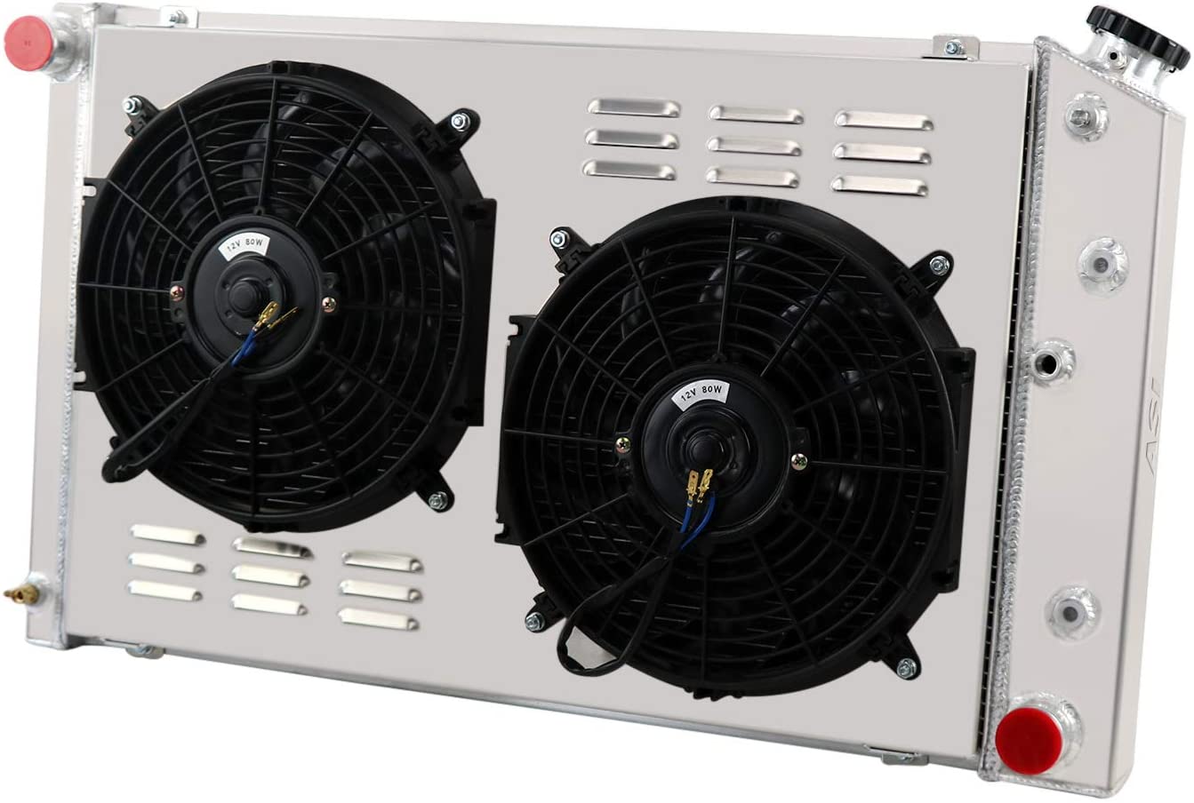 CoolingCare 3 Row All Aluminum Radiator+ Shroud Fan Assembly for Chevy Camaro 1970-81/ Monte Carlo 1978-87 Many GM Cars