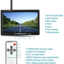 OiLiehu Wireless Backup Camera and Monitor Kit, 7 inch HD TFT LCD Monitor with Antenna, 2 x Wireless Rear View Camera, IP67, Night Version, 12-24 V, Suitable for Buses, SUVs, Trucks, Trailers