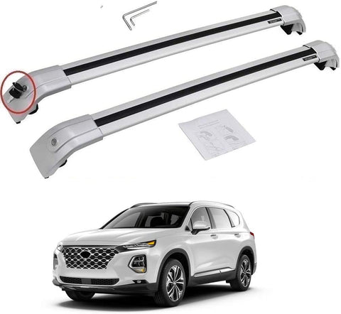 SAREMAS US Silver roof Cargo Racks for Hyundai Santa fe 2019-2022 Cross Bars Roof Rack Rail Luggage Cargo Carrier Lockable
